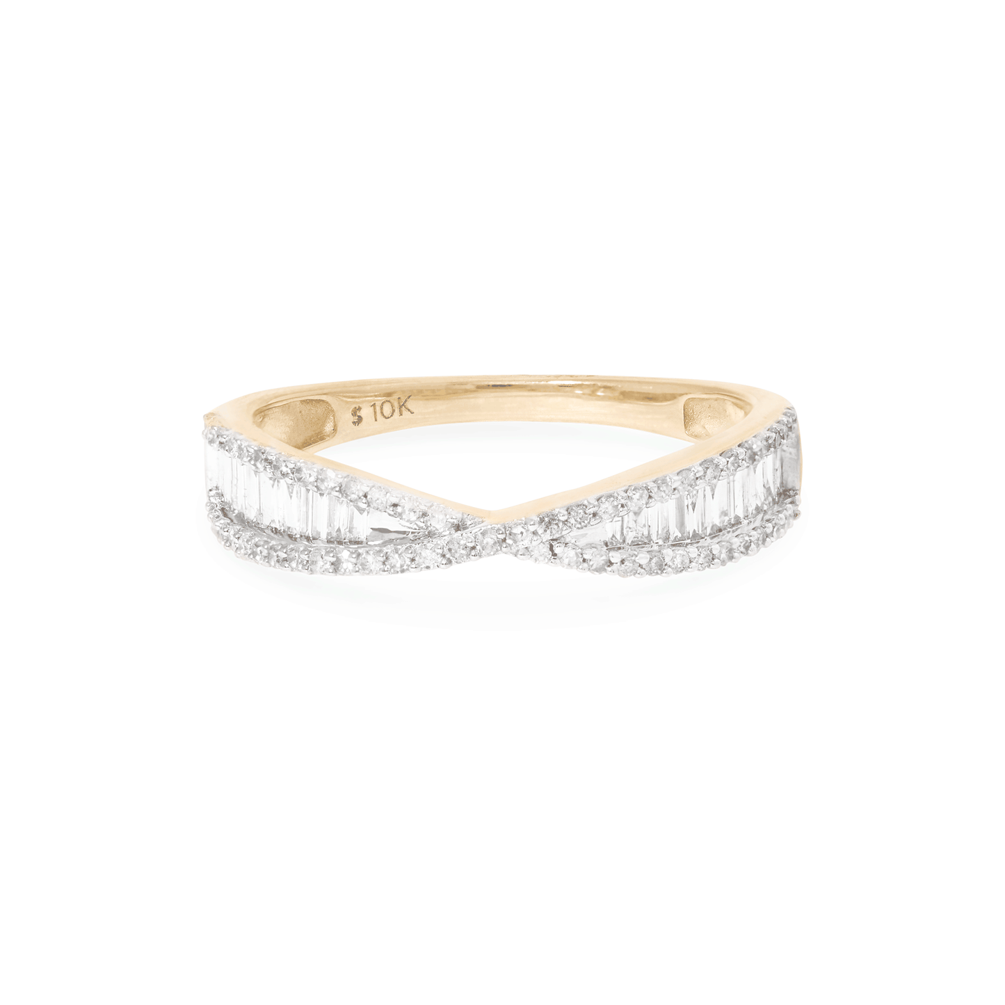 Bold Crossover Ring with Diamond Accent