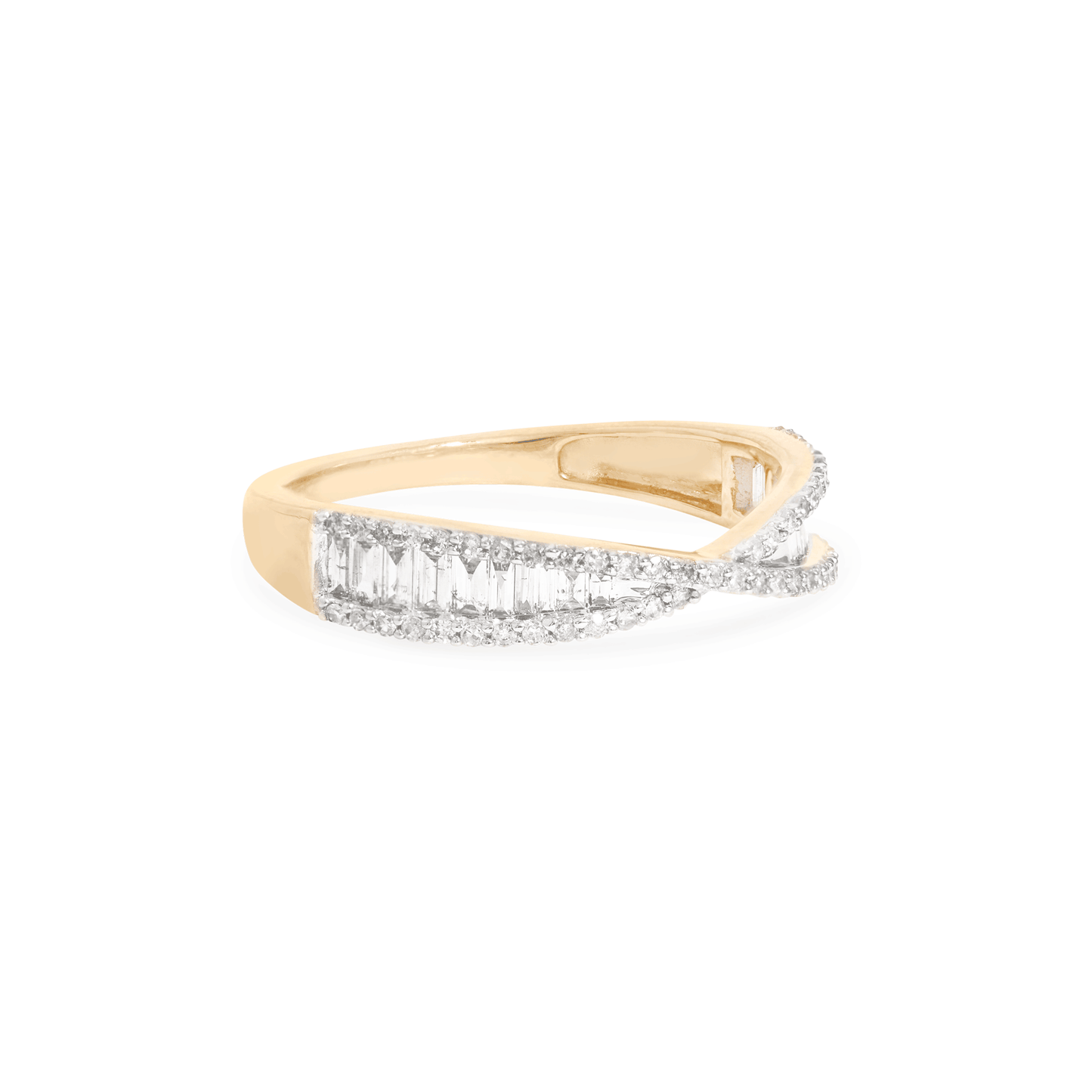 Bold Crossover Ring with Diamond Accent