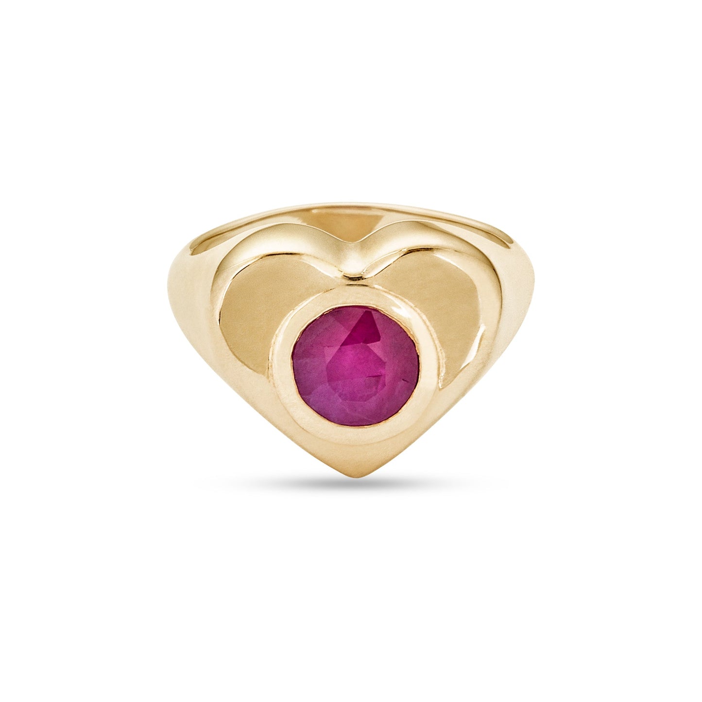 Ruby Heart Pinky Signet Ring in Bold Style