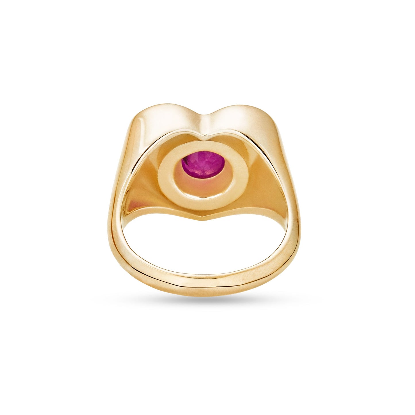 Ruby Heart Pinky Signet Ring in Bold Style