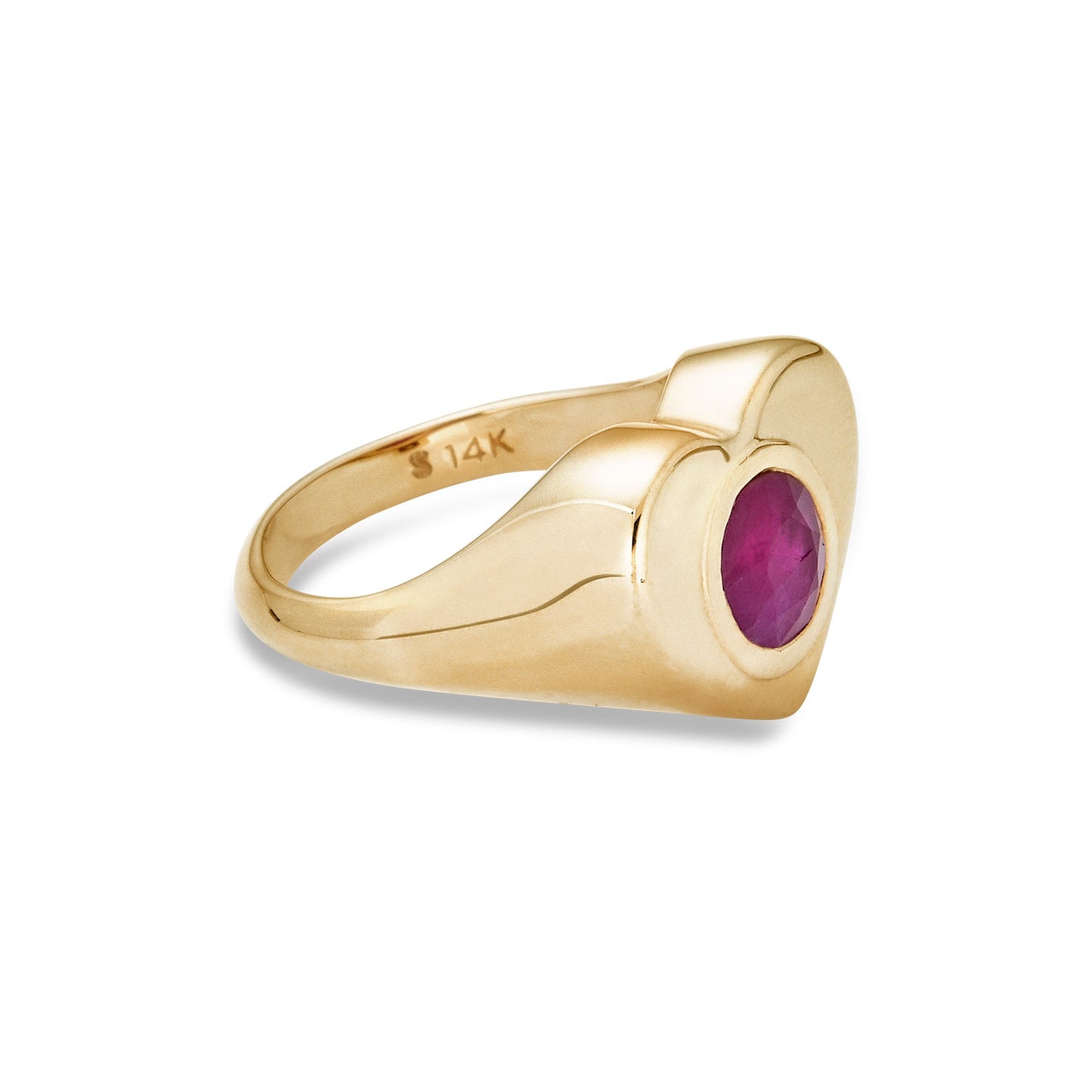 Ruby Heart Pinky Signet Ring in Bold Style