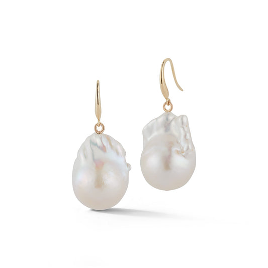 Gold Baroque Pearl Drop Earrings