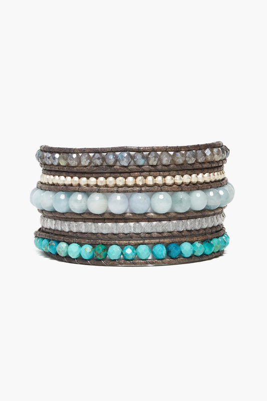 Aquamarine Mix Horizon Wrap Bracelet