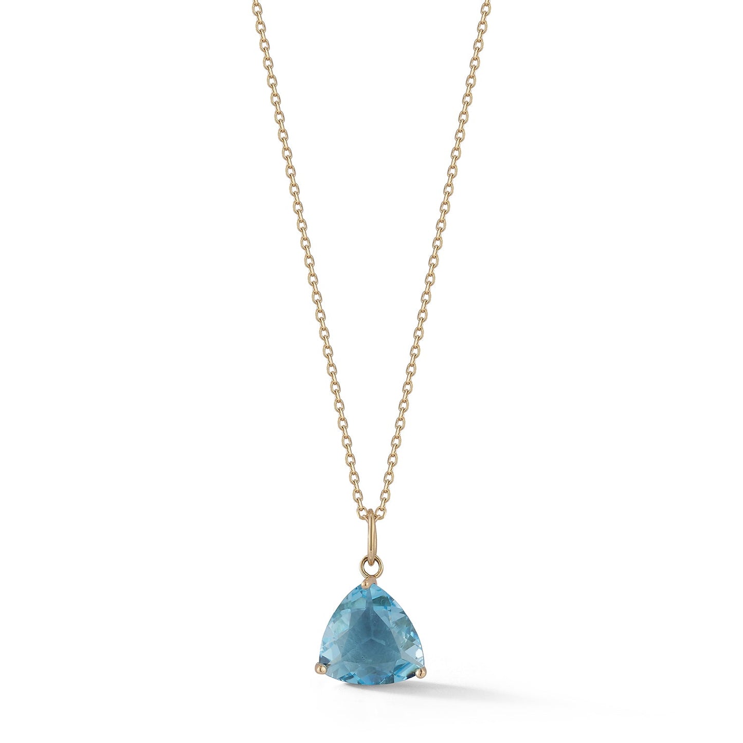 14kt Blue Topaz Trillion Design Necklace