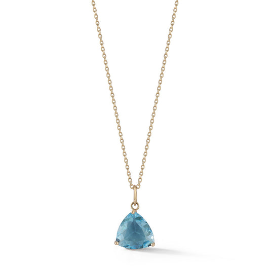 14kt Blue Topaz Trillion Design Necklace