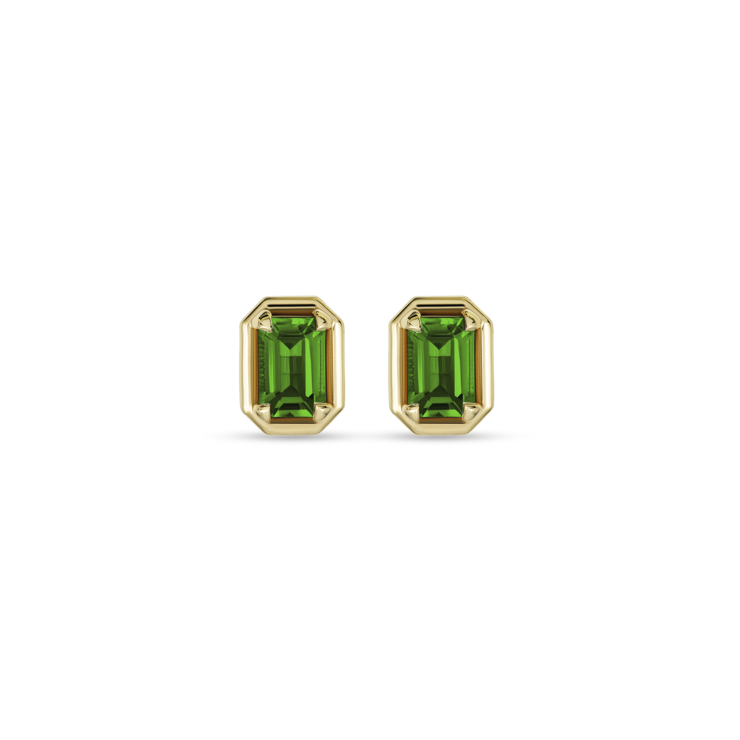 Emerald Cut Birthstone Stud Earrings