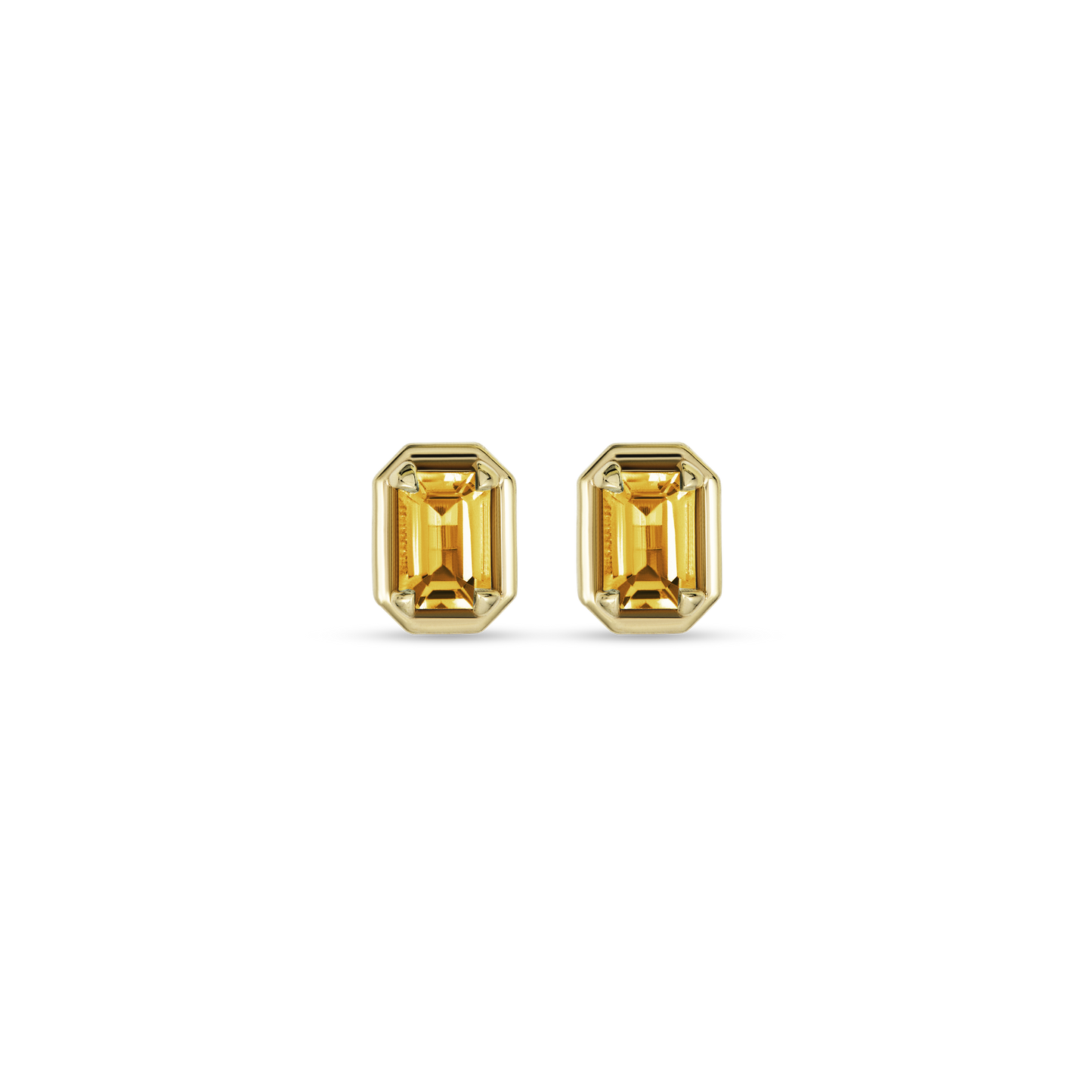 Emerald Cut Birthstone Stud Earrings