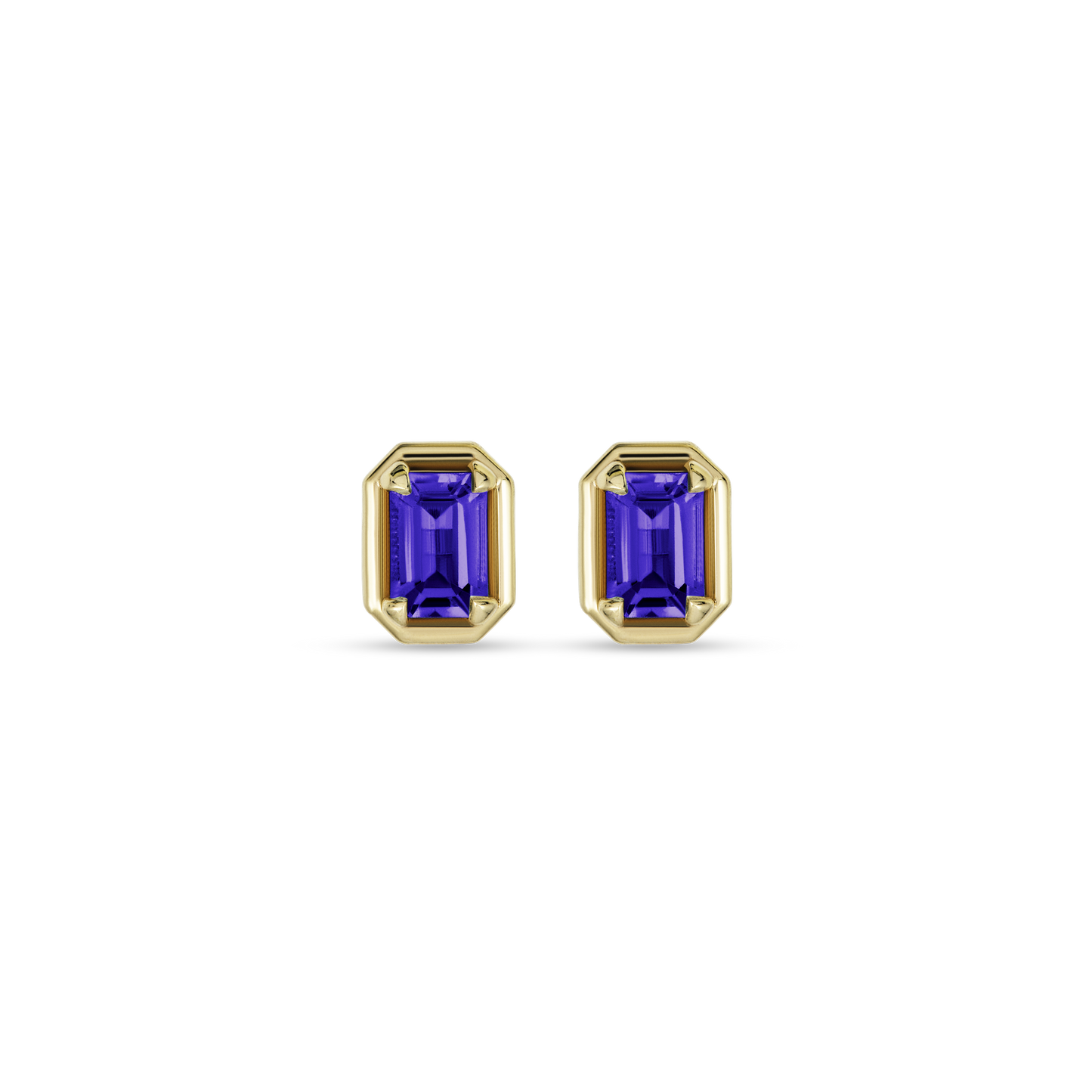 Emerald Cut Birthstone Stud Earrings