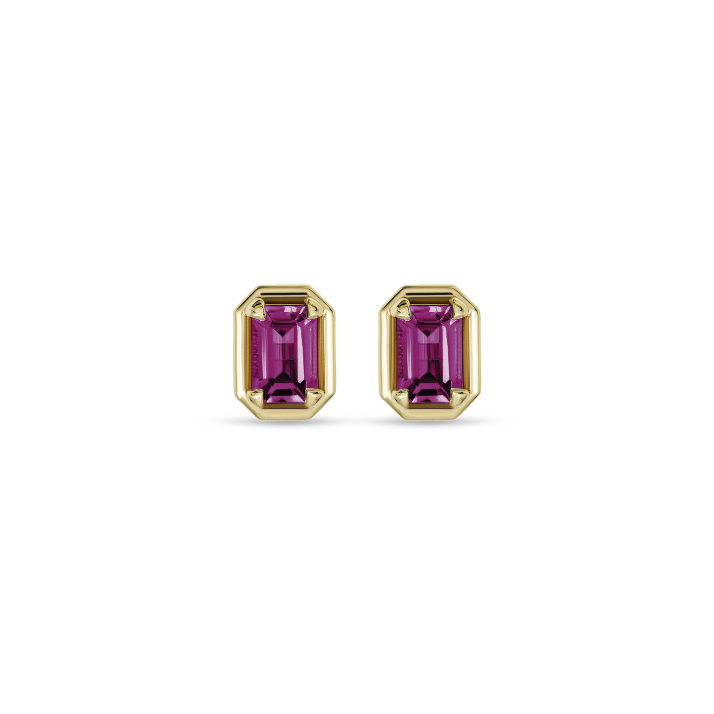 Emerald Cut Birthstone Stud Earrings