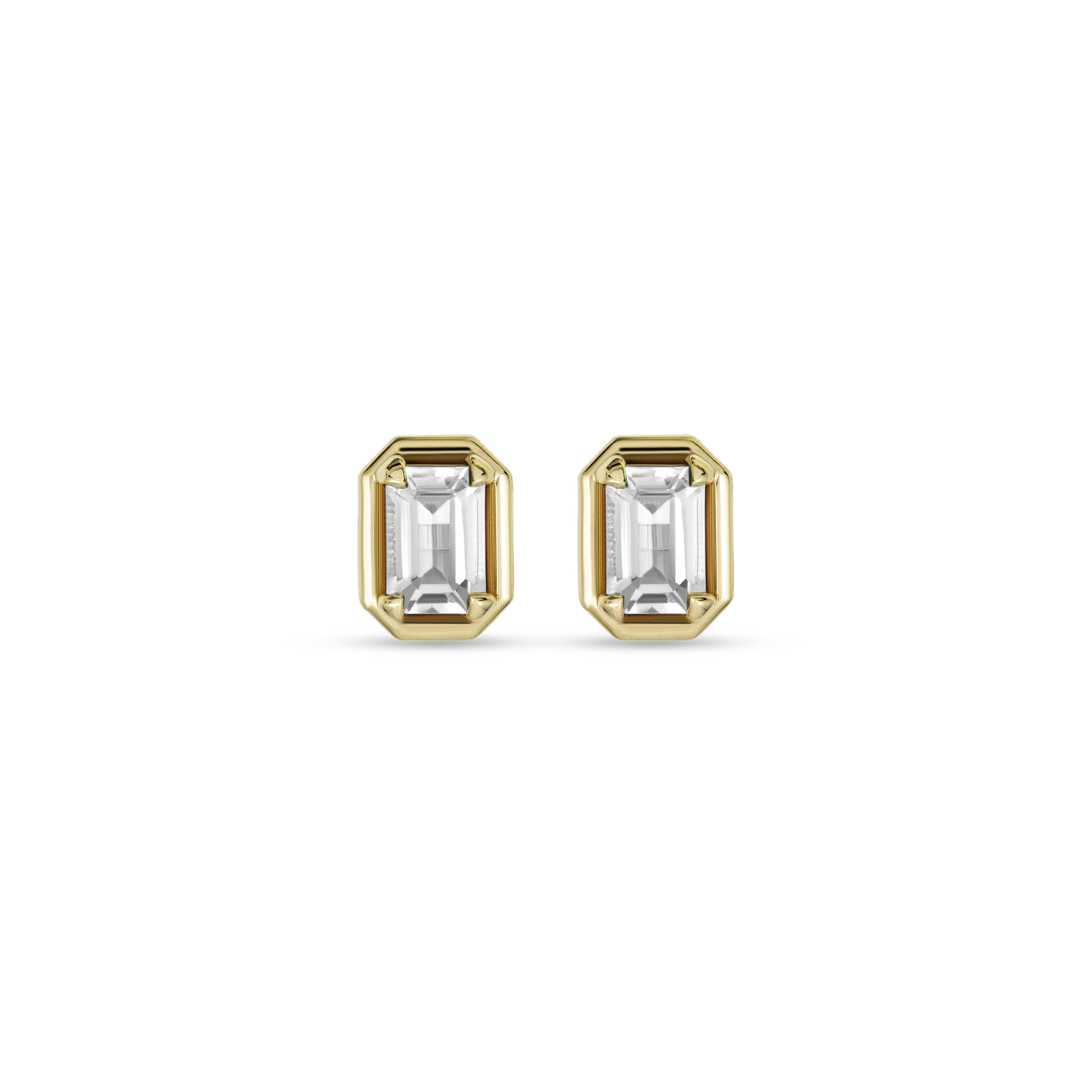 Emerald Cut Birthstone Stud Earrings