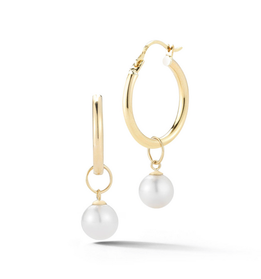 Gold Pearl Hoops 25mm