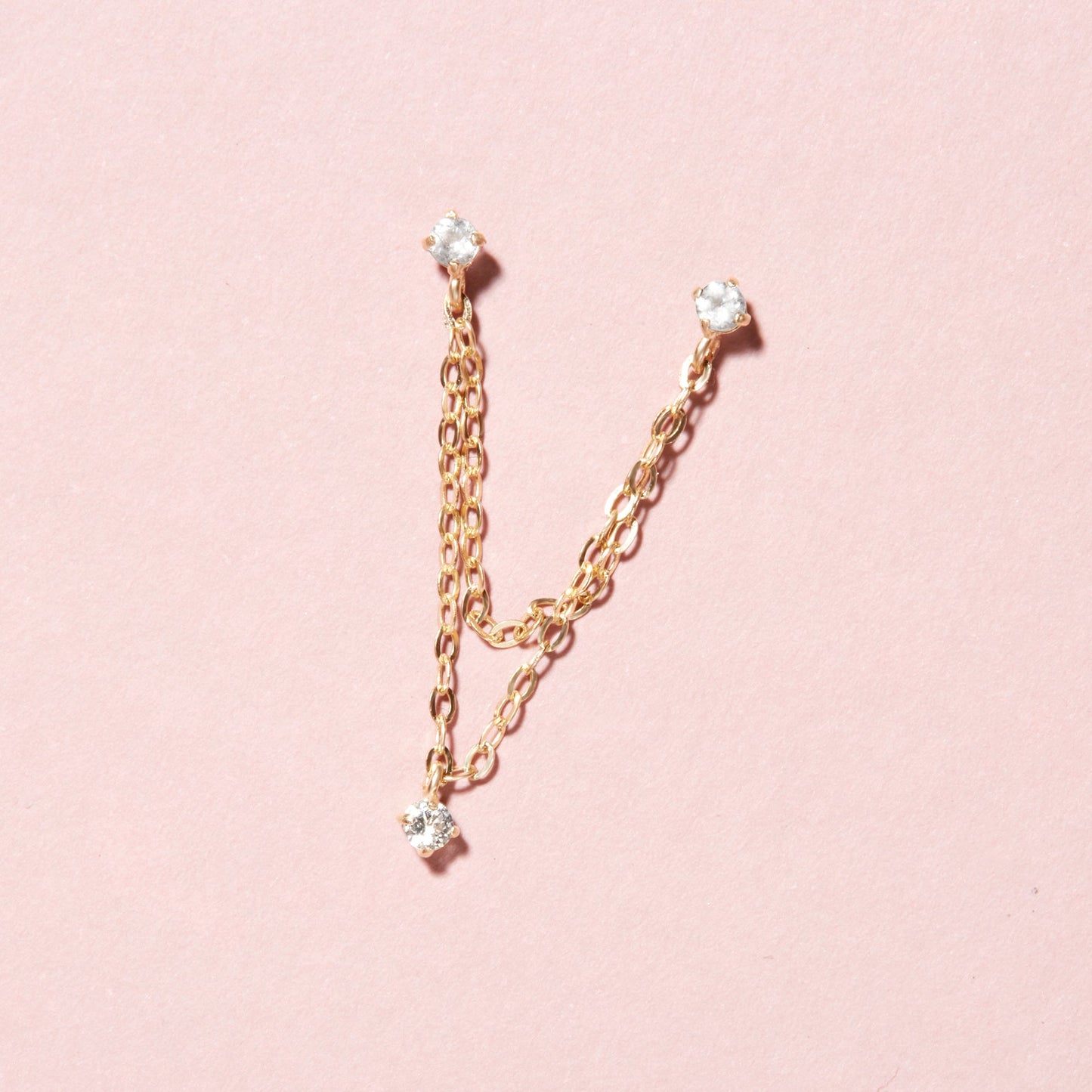 Linked Stud Earrings with Chain Design