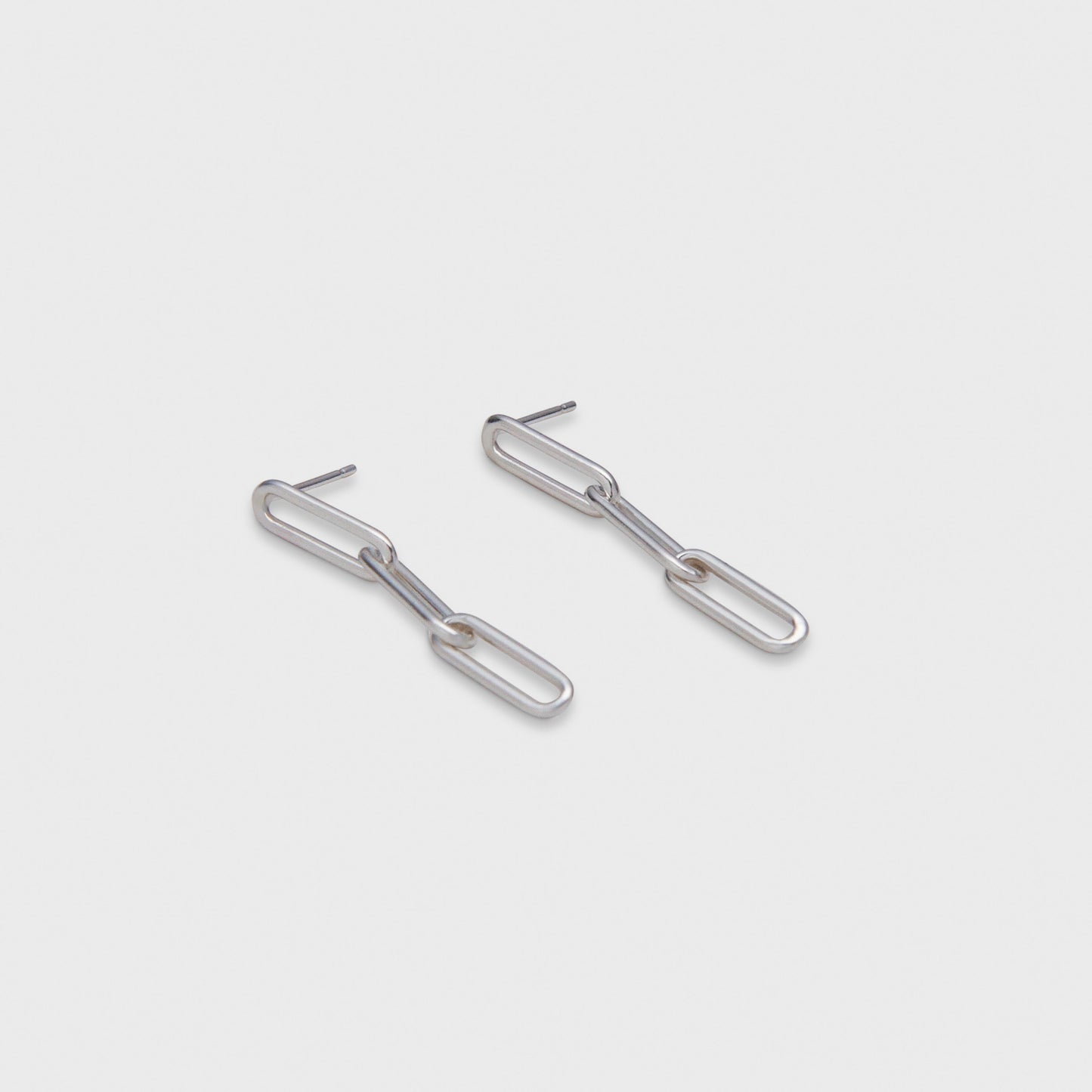 Chunky Paperclip Design Earrings in Silver