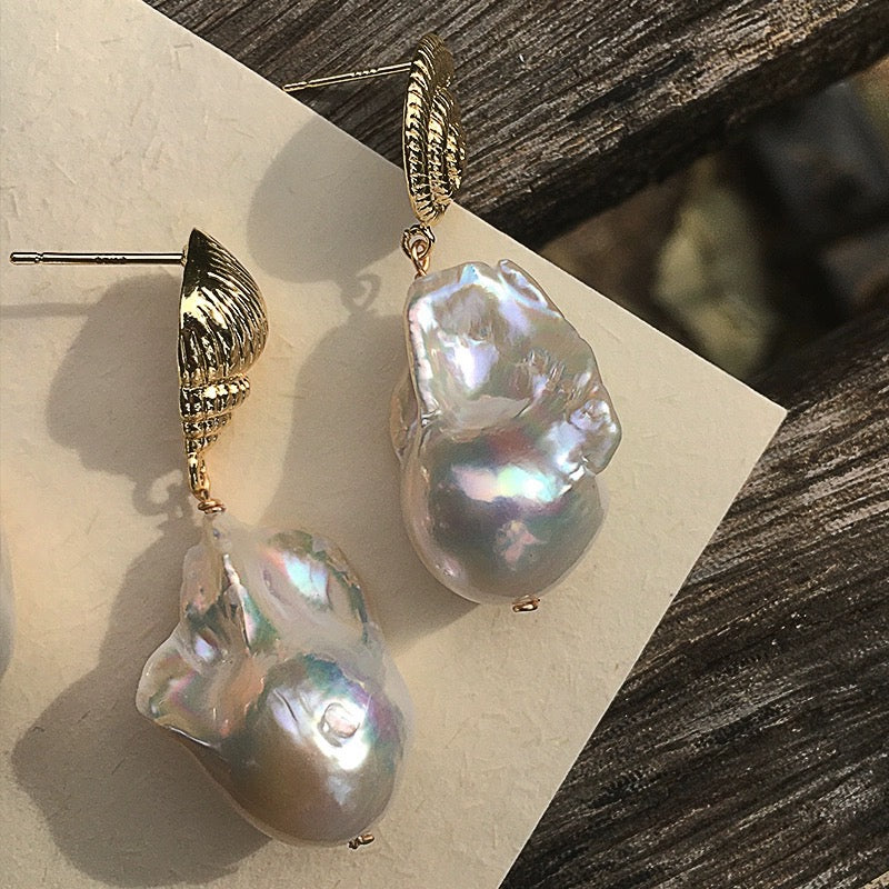 Baroque Pearl Shell Earrings