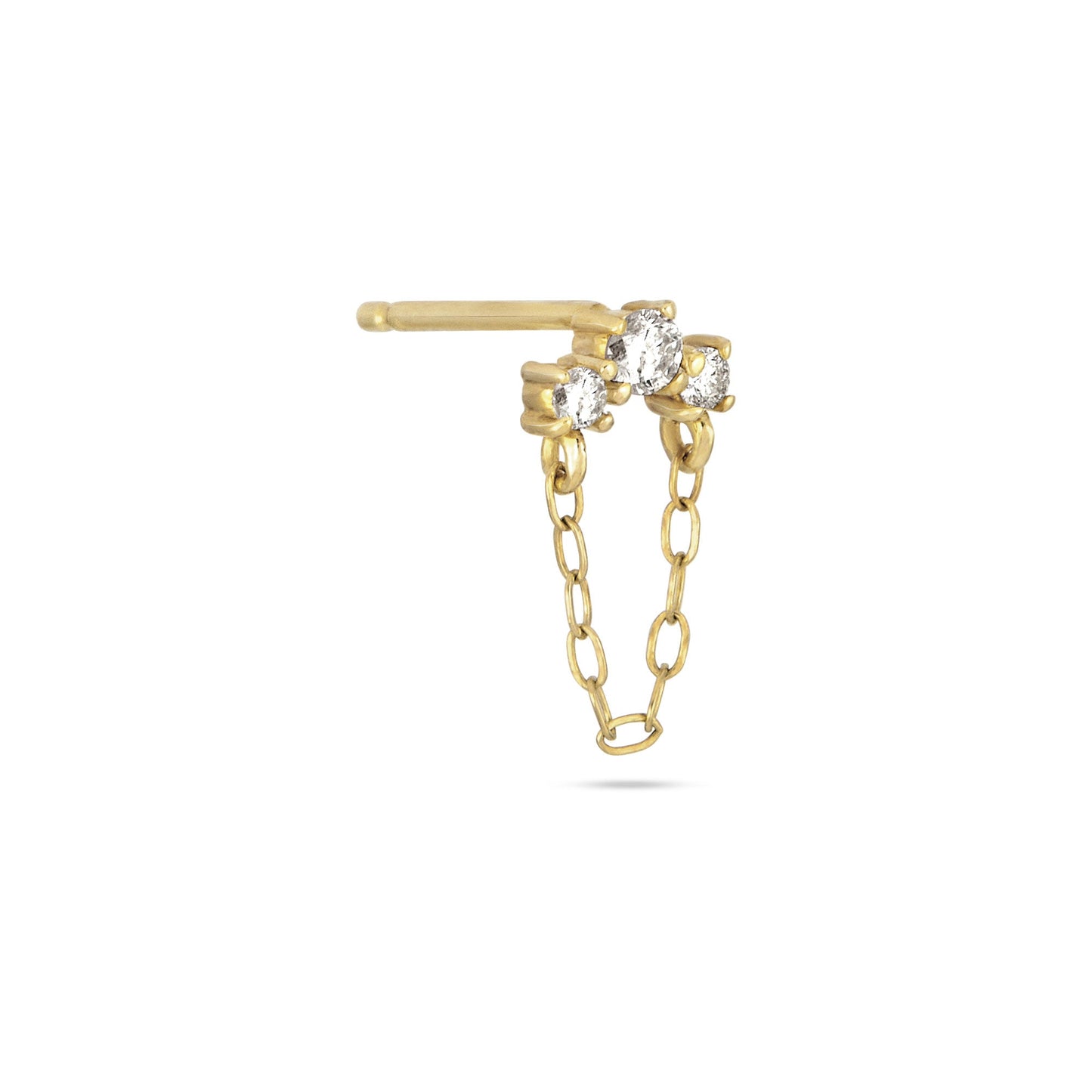 Dainty Diamond Trio Chain Stud Earrings