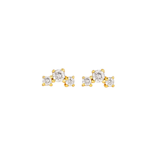 Elegant Trio Diamond Stud Earrings