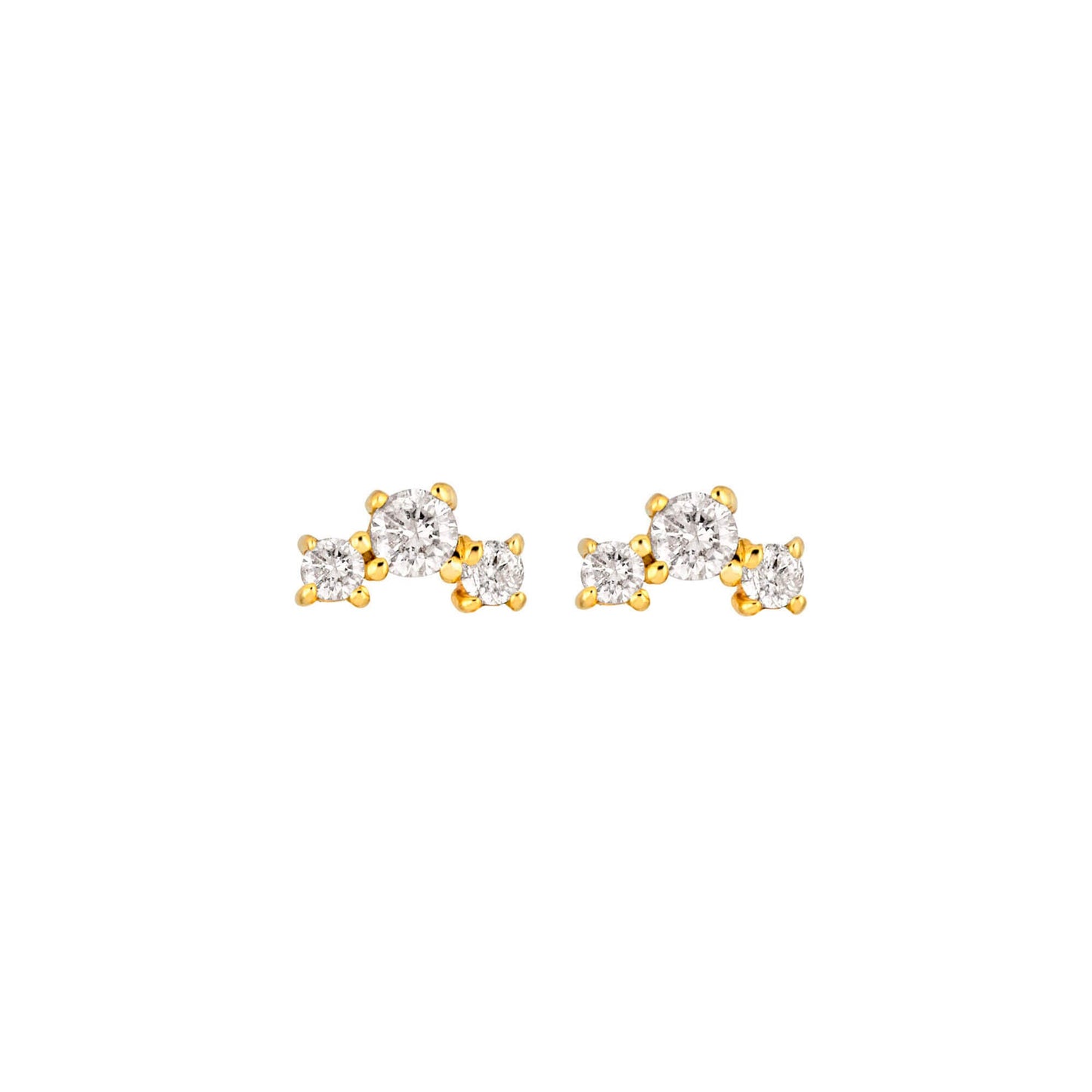 Elegant Trio Diamond Stud Earrings