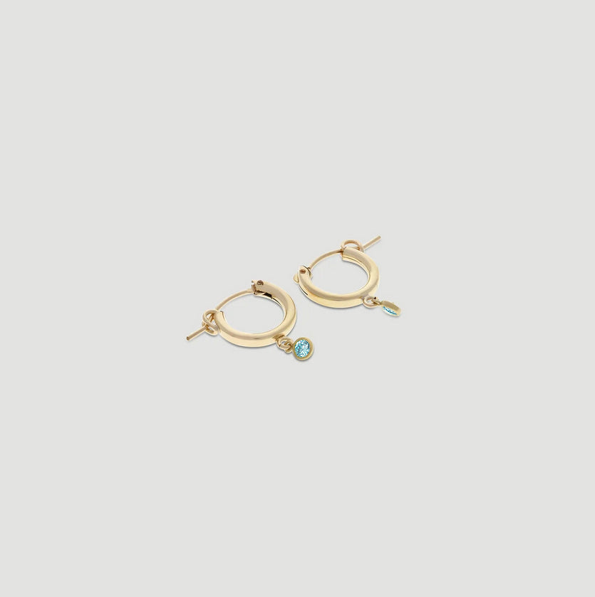 Mini Birthstone Hoop Earrings 13mm