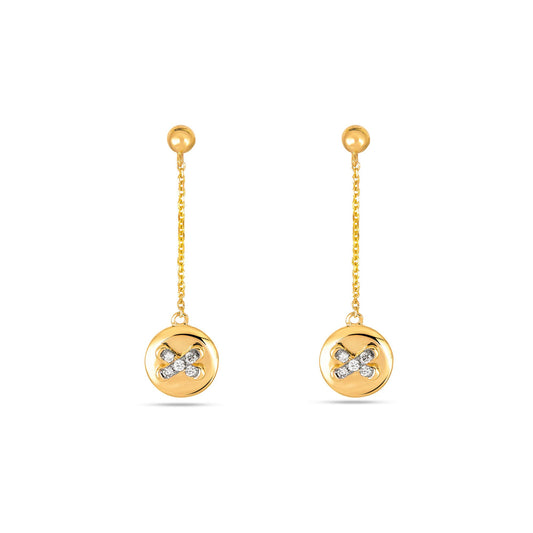 Diamond Drop Earrings with Button Design