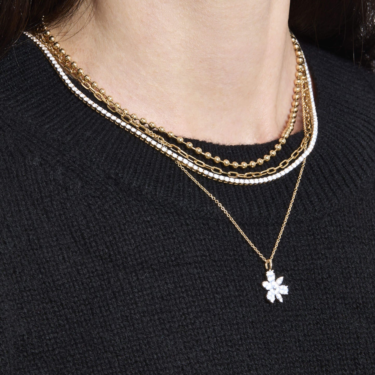 Magnolia Necklace with Diamond Accents