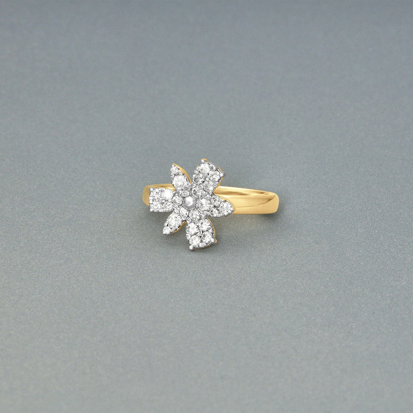 Elegant Diamond Magnolia Style Ring