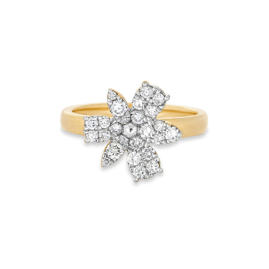 Elegant Diamond Magnolia Style Ring