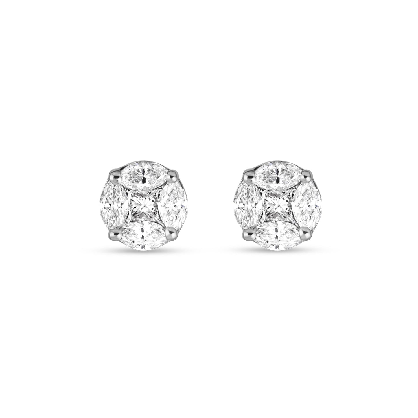 Mosaic Design Diamond Stud Earrings