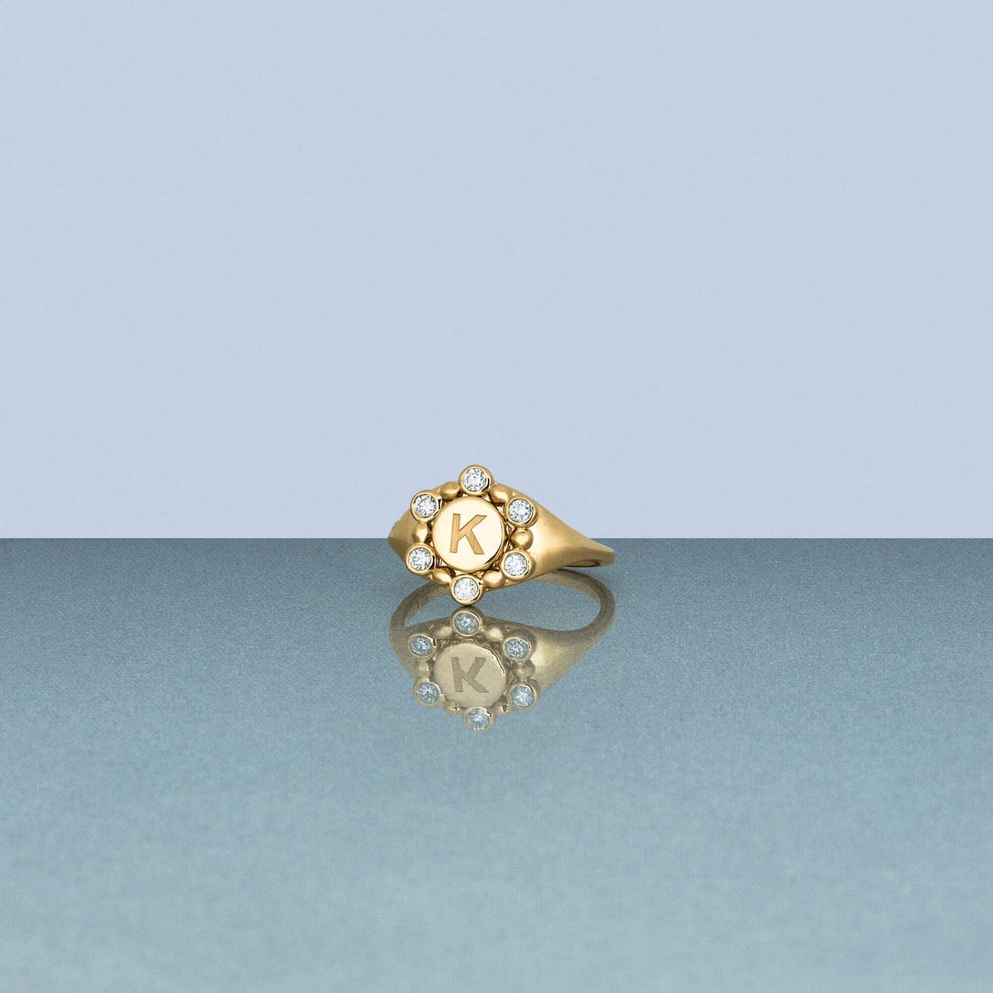 Diamond Pinky Signet Ring in Orbit Style