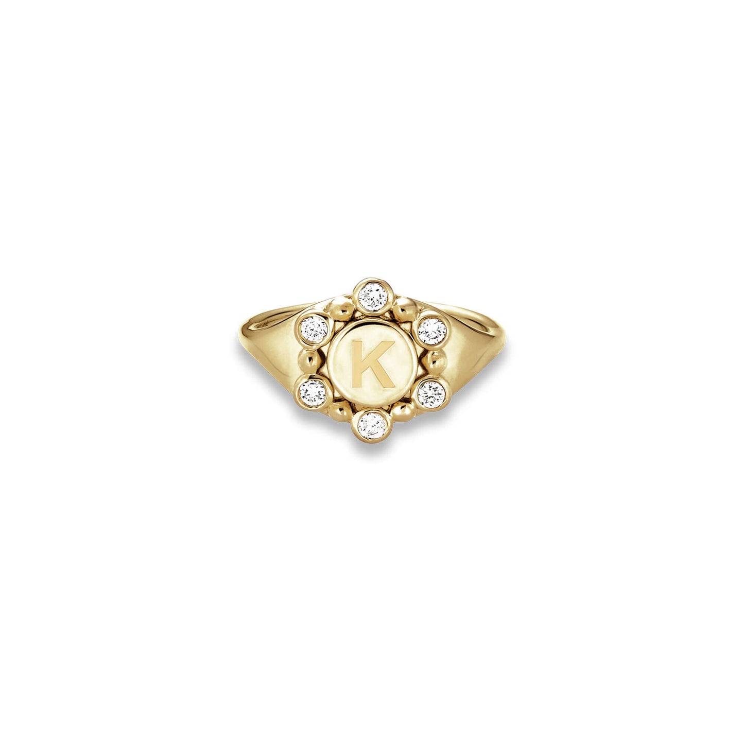 Diamond Pinky Signet Ring in Orbit Style