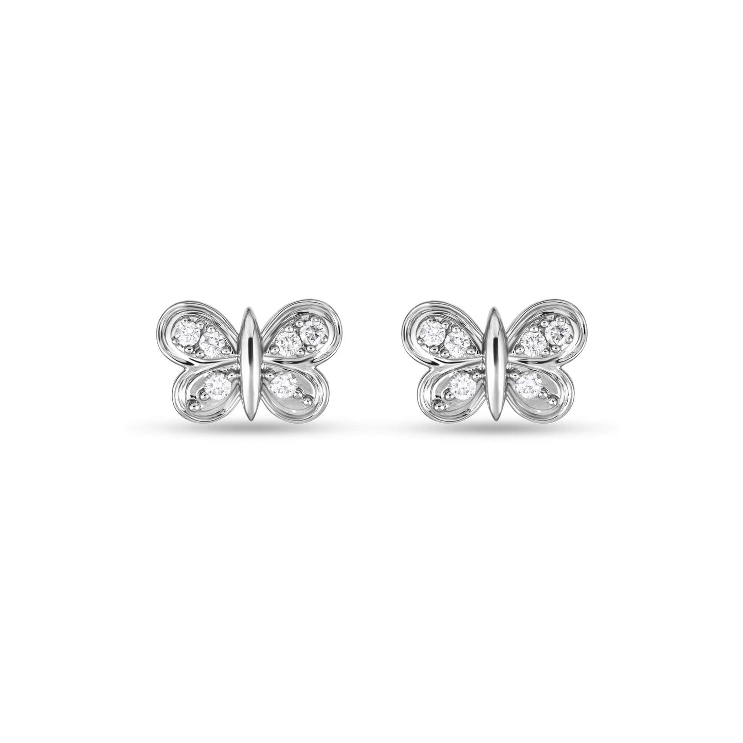 Butterfly Stud Earrings with Diamond Design