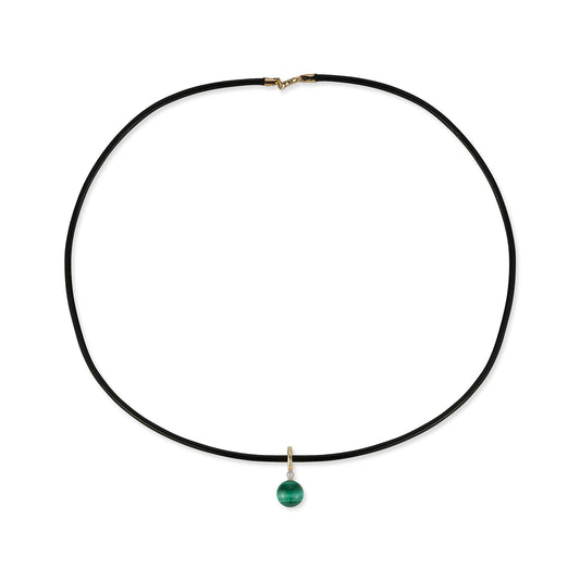 Diamond and Malachite Leather Cord Necklace