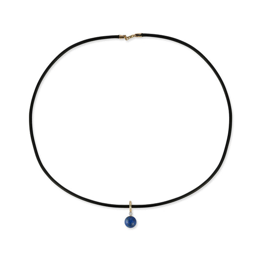 Gold and Diamond Lapis Dot Leather Necklace