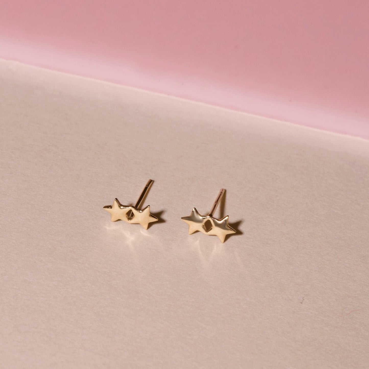 Double Silver Star Stud Earrings