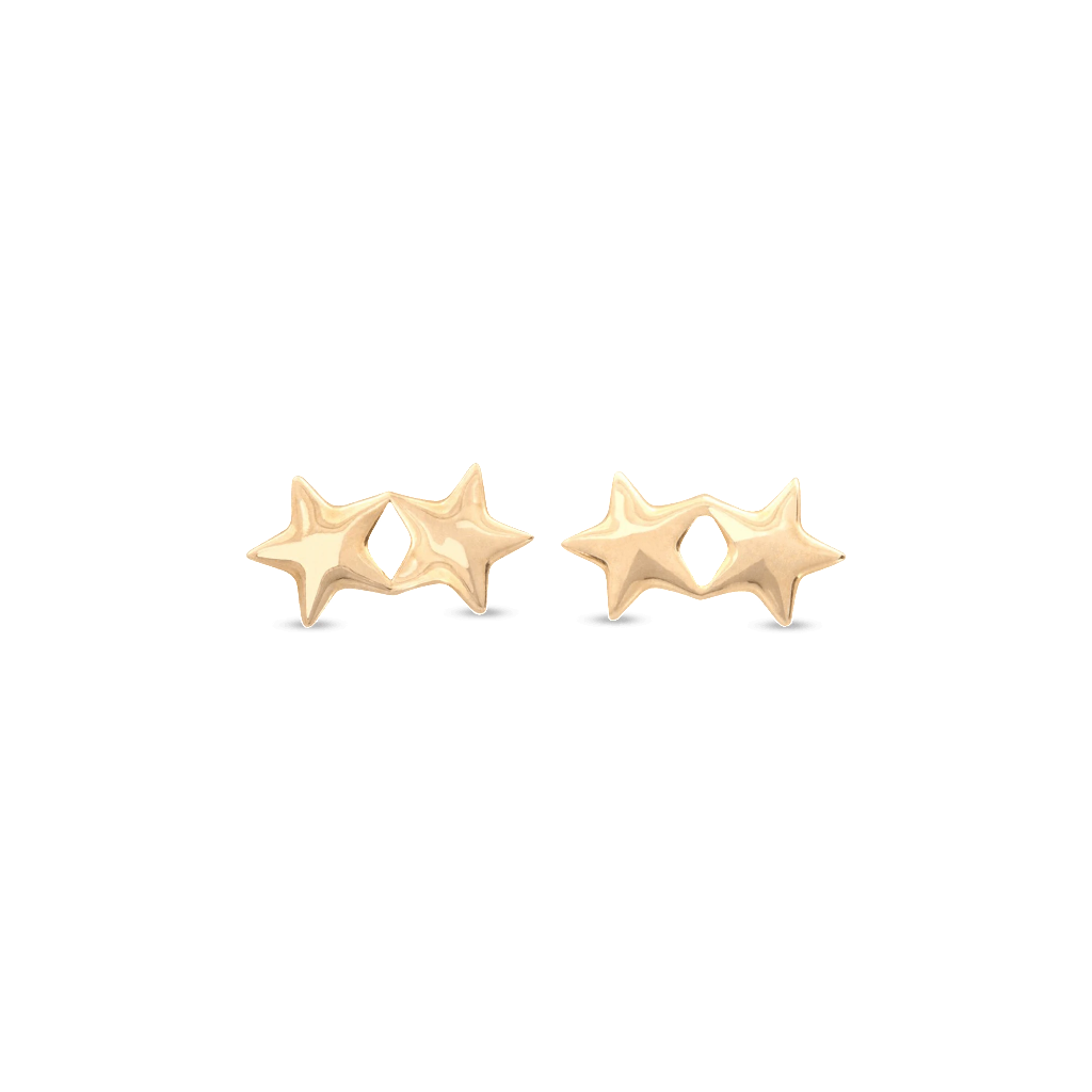 Double Silver Star Stud Earrings