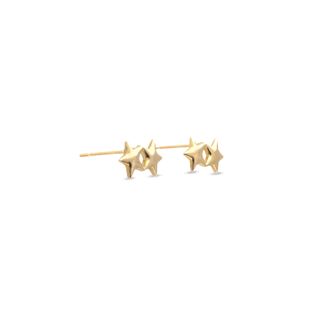 Double Silver Star Stud Earrings