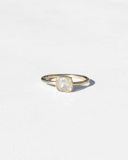 14K Square Floating Ring with Mineral Diamonds