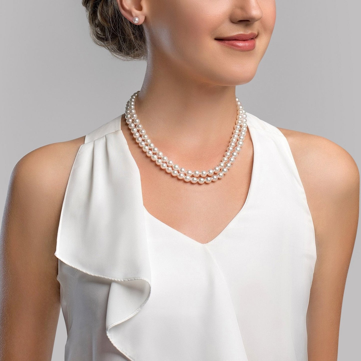 Double Strand White Freshwater Pearl Necklace 8.5-9.5mm