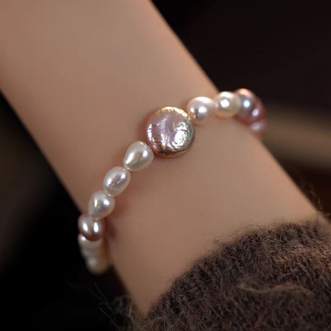 Purple Mixed Baroque Pearl Bracelet for Women