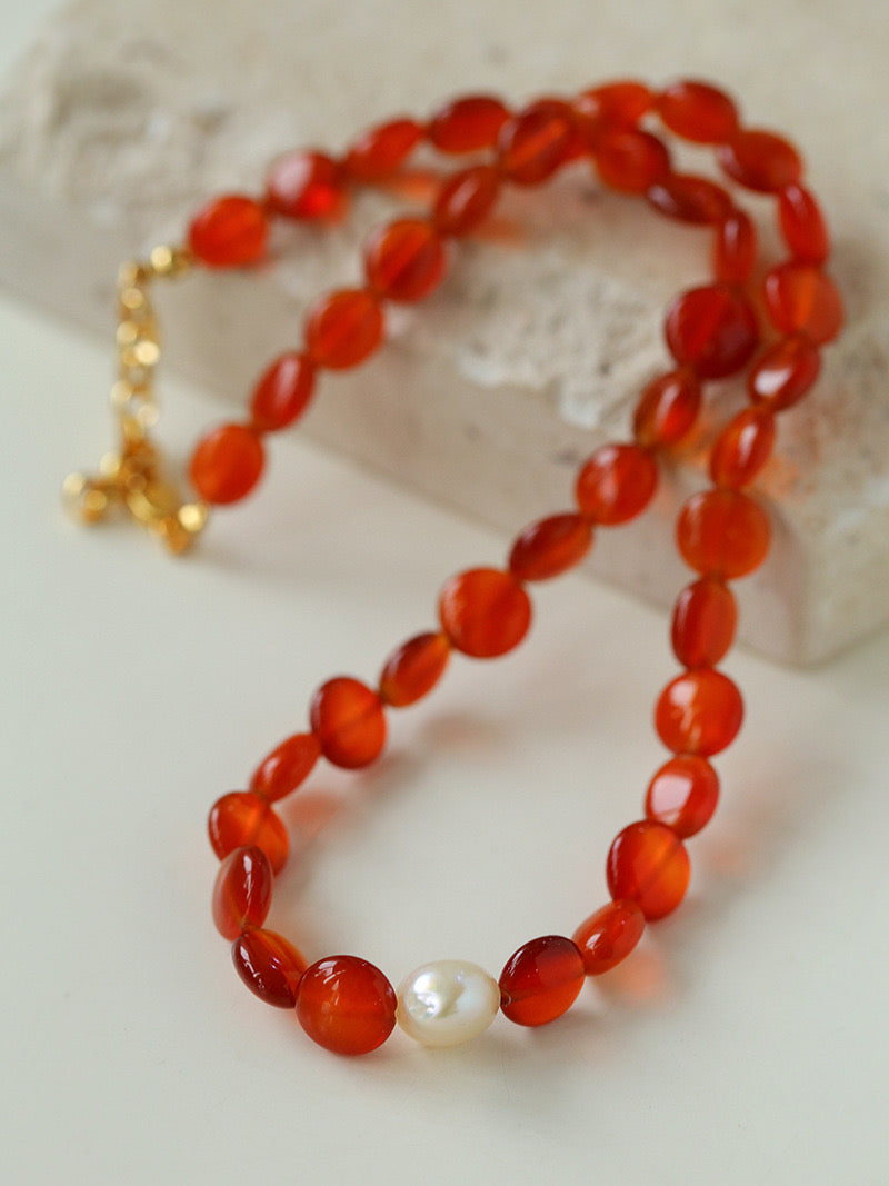 Red Onyx Baroque Necklace and Bracelet