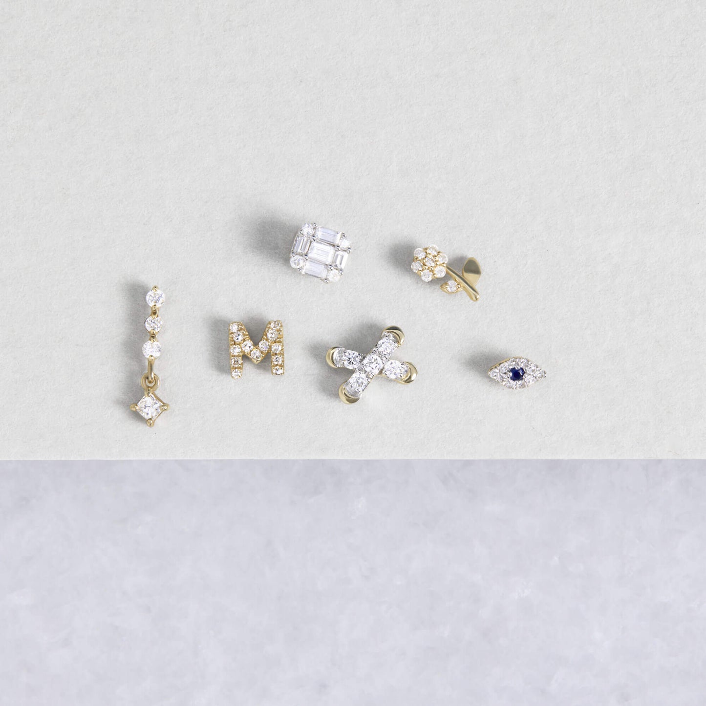 Pave Initial Stud Earrings in All Caps Design