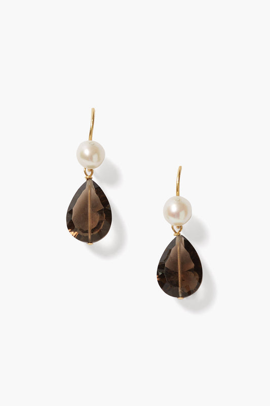 Smoky Quartz Pearl Earrings for Elegant Style