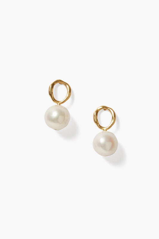 White Pearl Globe Stud Earrings for Everyday Wear