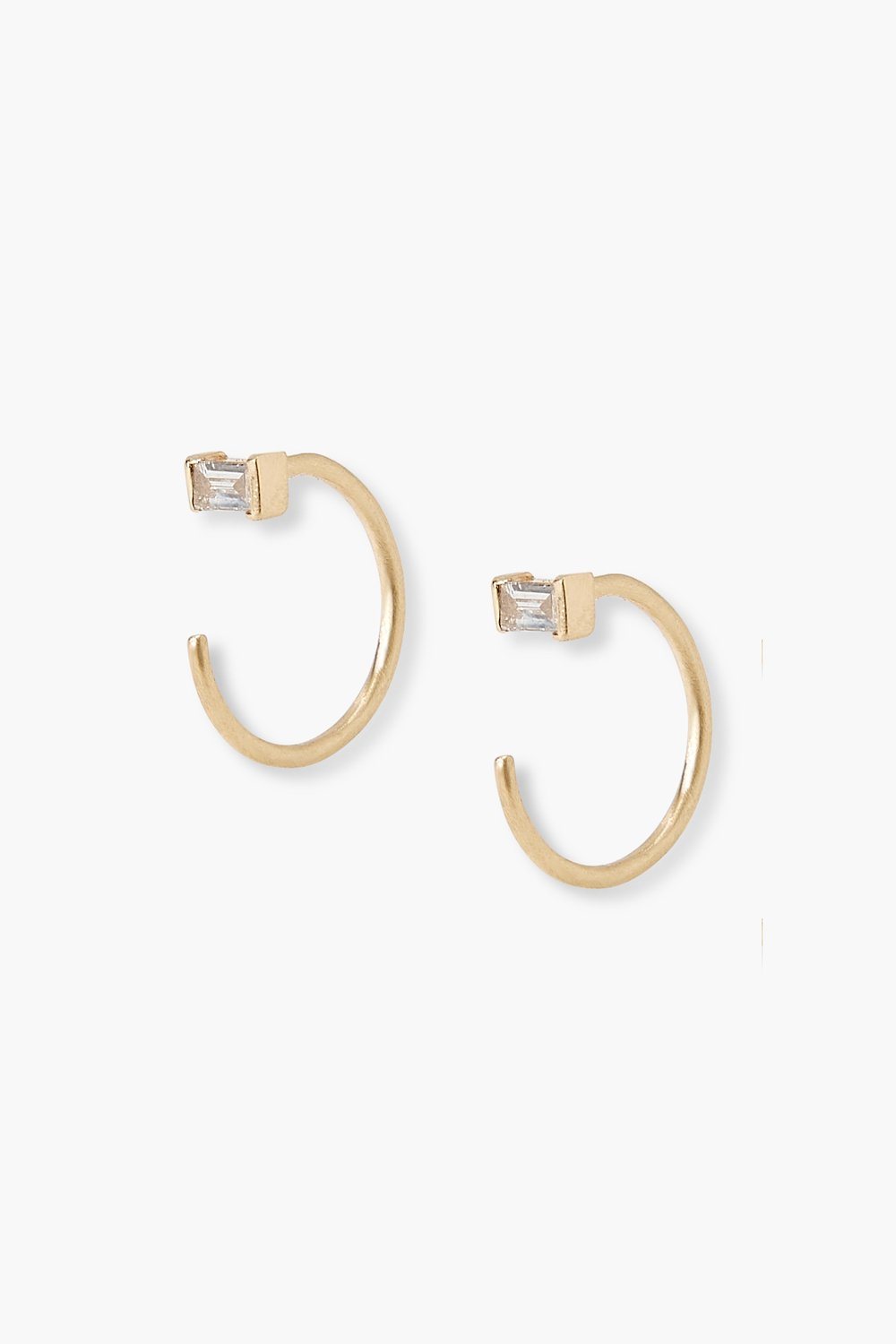 Gold Baguette Diamond Ear Cuff Earrings