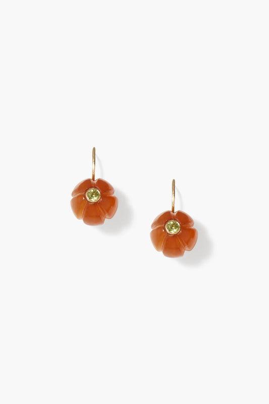 14k Brown Horn Pumpkin Earrings