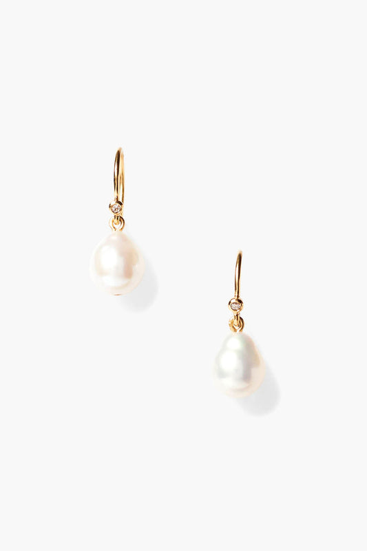 14k White Pearl Edison Earrings