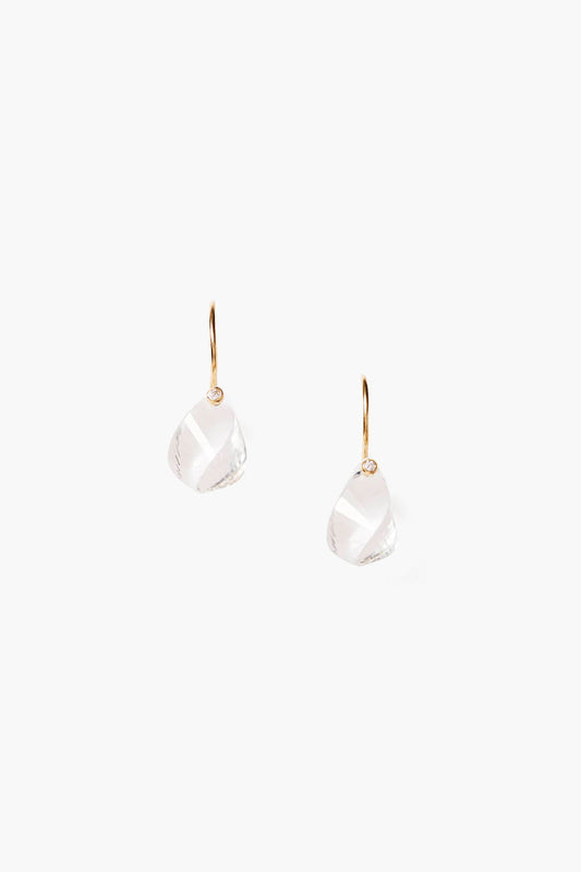 14k Gold Coronet Earrings with Clear Quartz