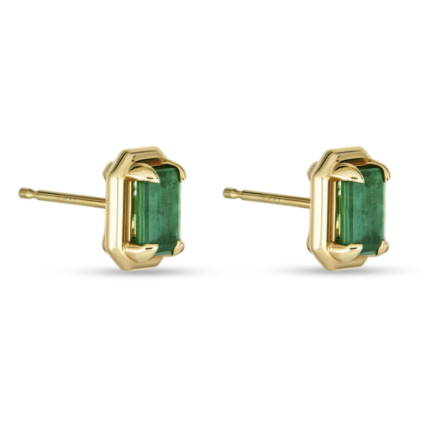 Emerald Stud Earrings with Bonbon Design