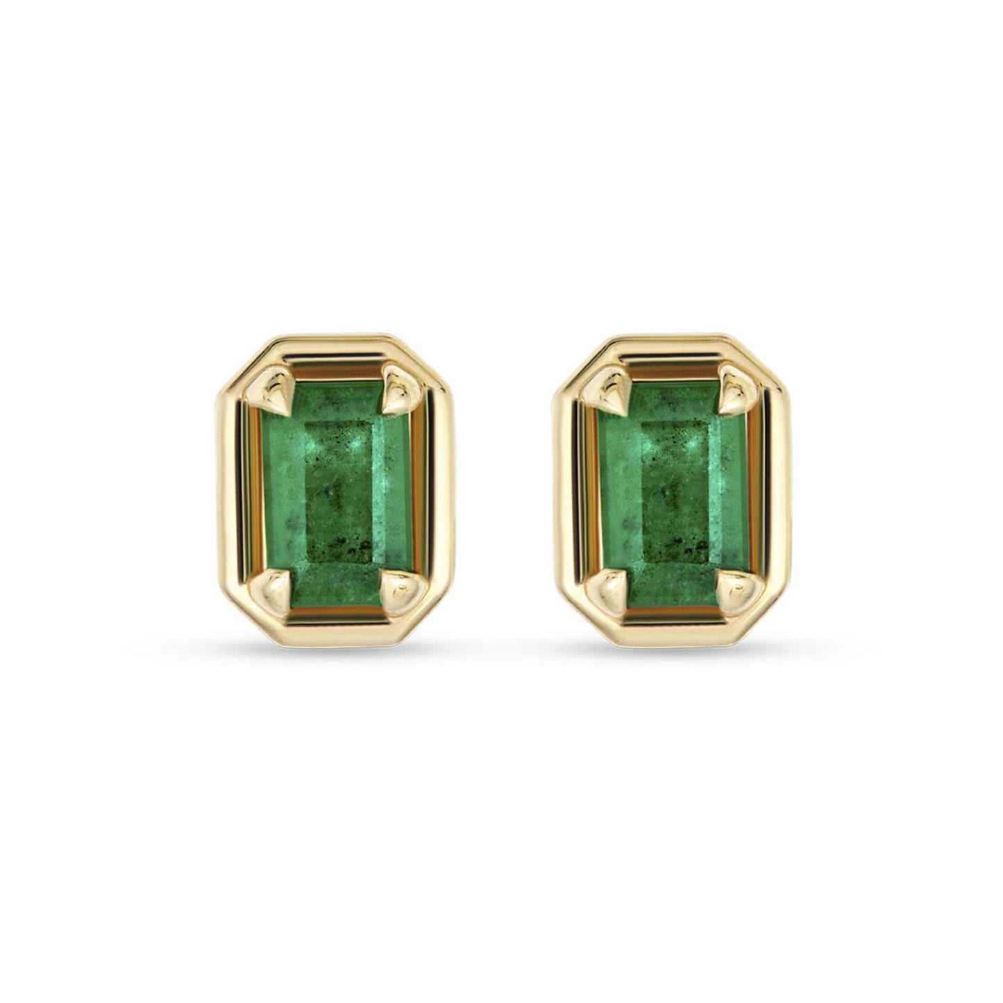 Emerald Stud Earrings with Bonbon Design