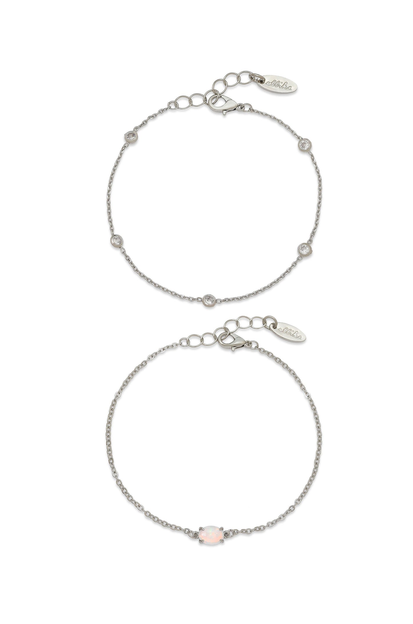 Dainty Silver Bracelet Set with Extender