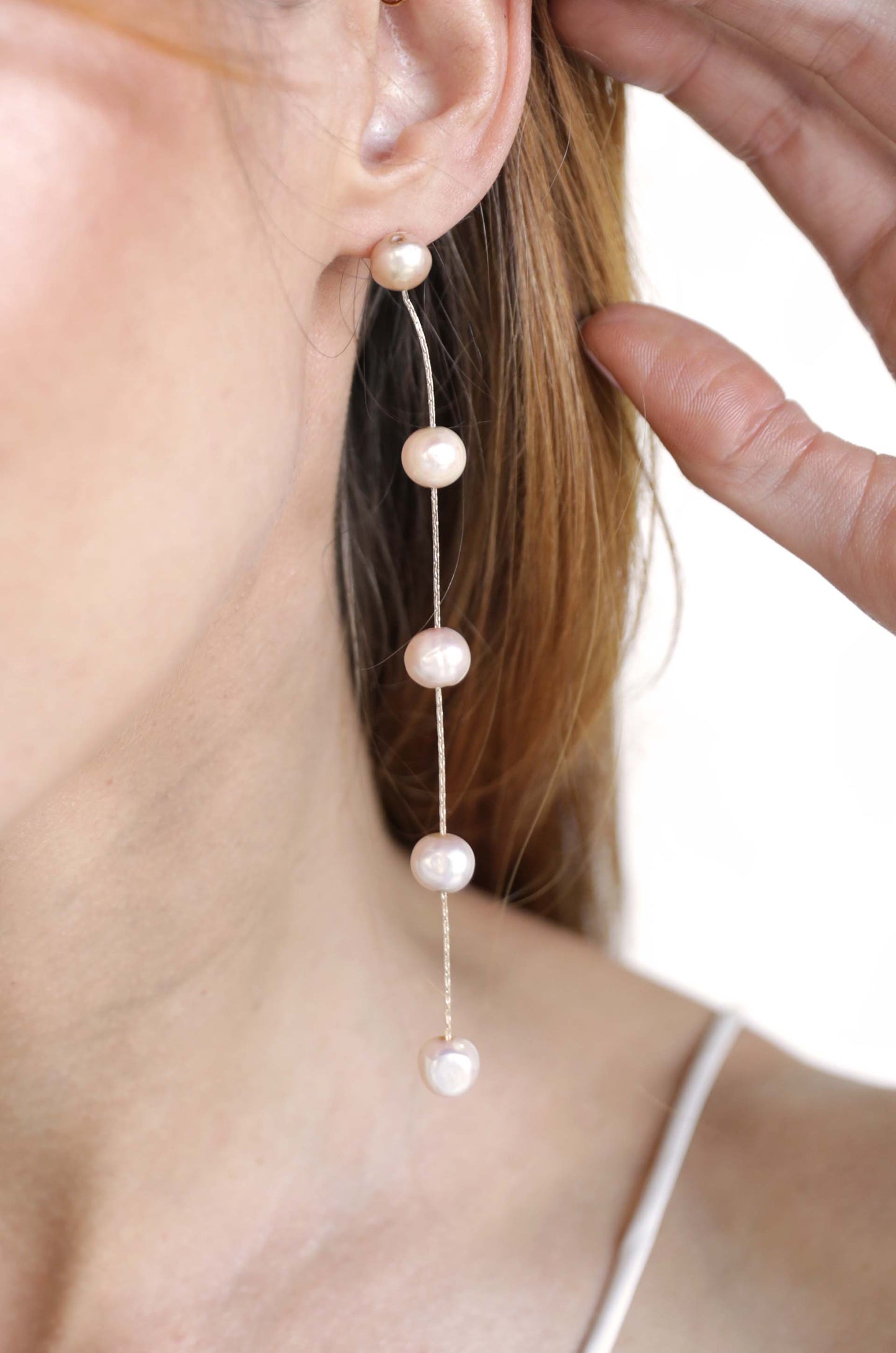 Delicate Drop Earrings with Dripping Pearls